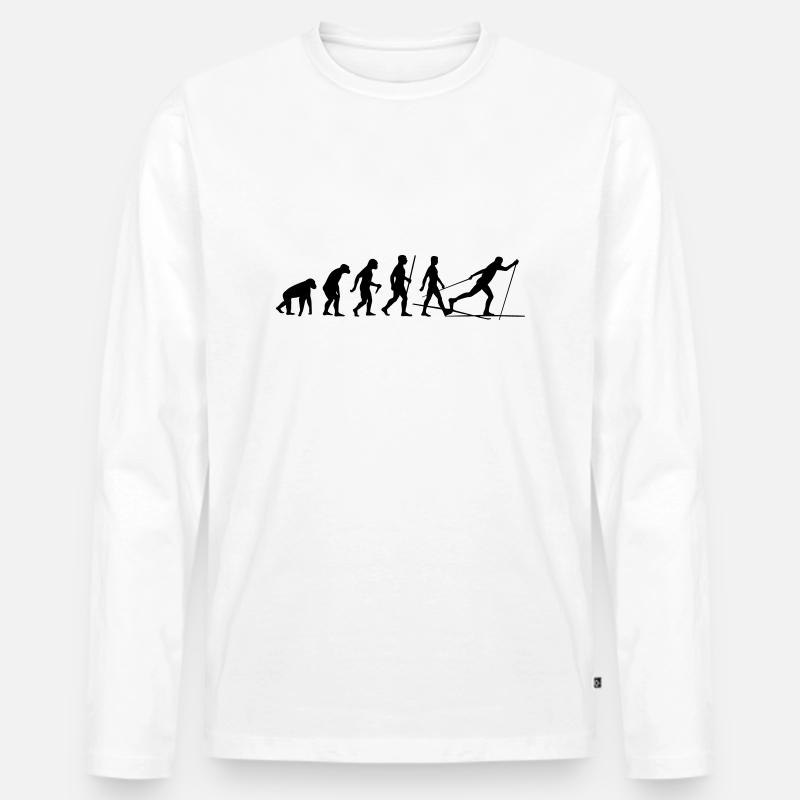 Evolution Langlaufen - Männer Premium Bio Langarmshirt - Weiß