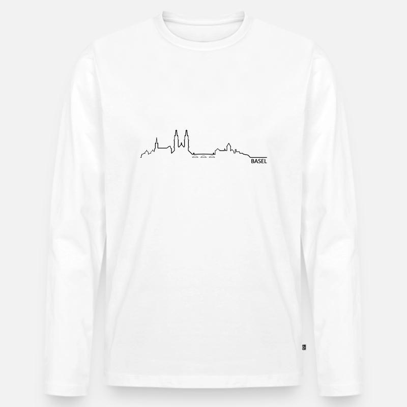 Skyline Basel - Männer Premium Bio Langarmshirt - Weiß