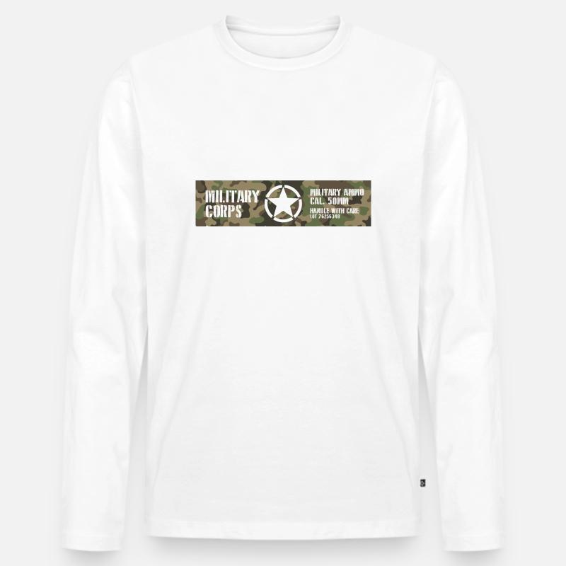 Militär - Männer Premium Bio Langarmshirt - Weiß
