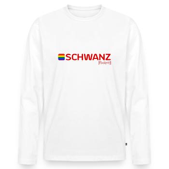 SCHWANZ [fixiert] - Männer Premium Bio Langarmshirt - Weiß - Vorne - Nico (187cm)