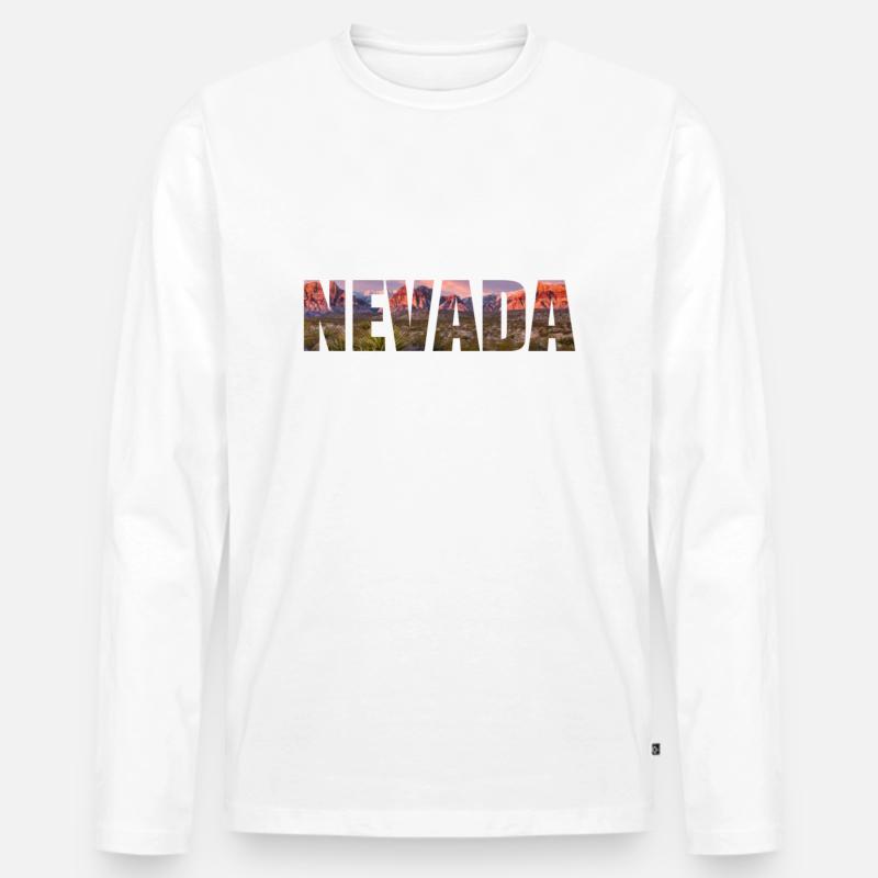nevada - Männer Premium Bio Langarmshirt - Weiß