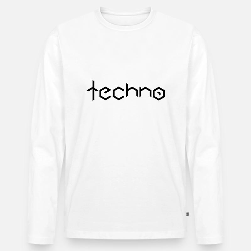 techno - Männer Premium Bio Langarmshirt - Weiß