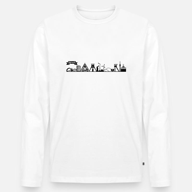Skyline Ruhrpott - Männer Premium Bio Langarmshirt - Weiß