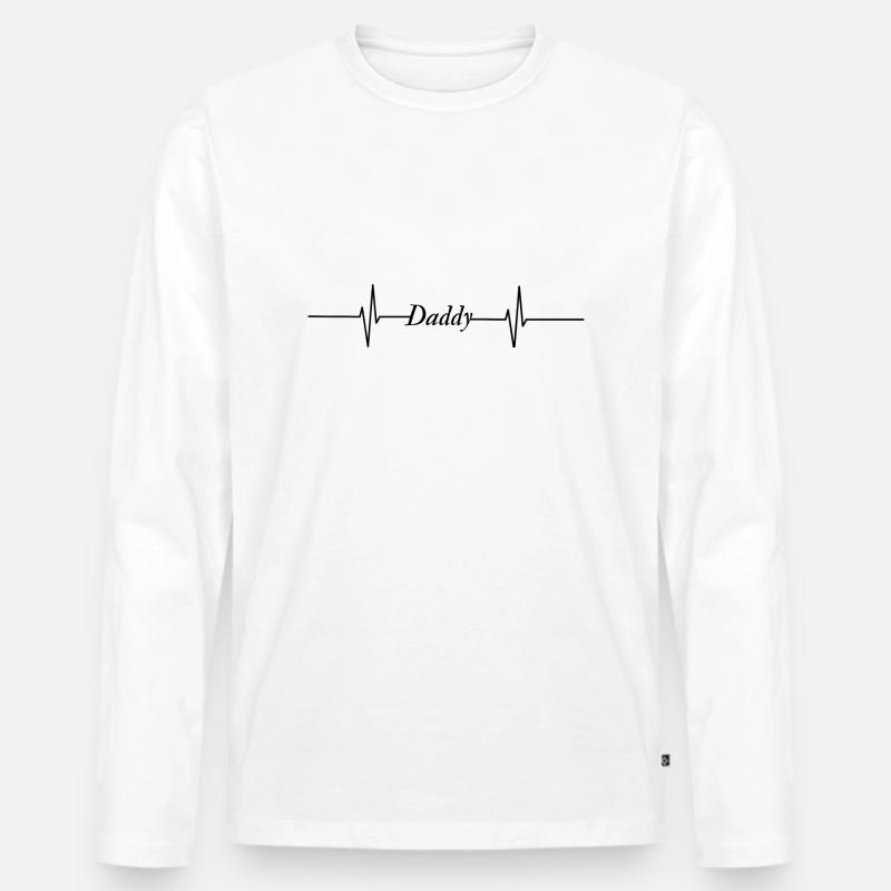 Papa, Daddy Herzschlag - Männer Premium Bio Langarmshirt - Weiß