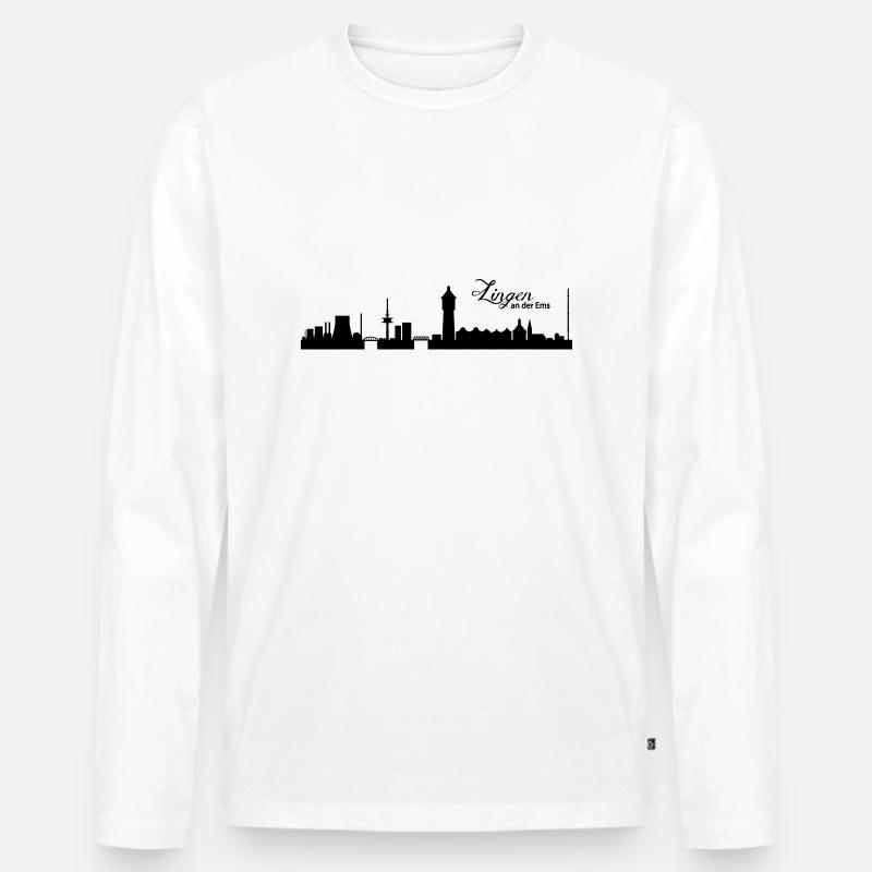 Lingener Skyline - Männer Premium Bio Langarmshirt - Weiß