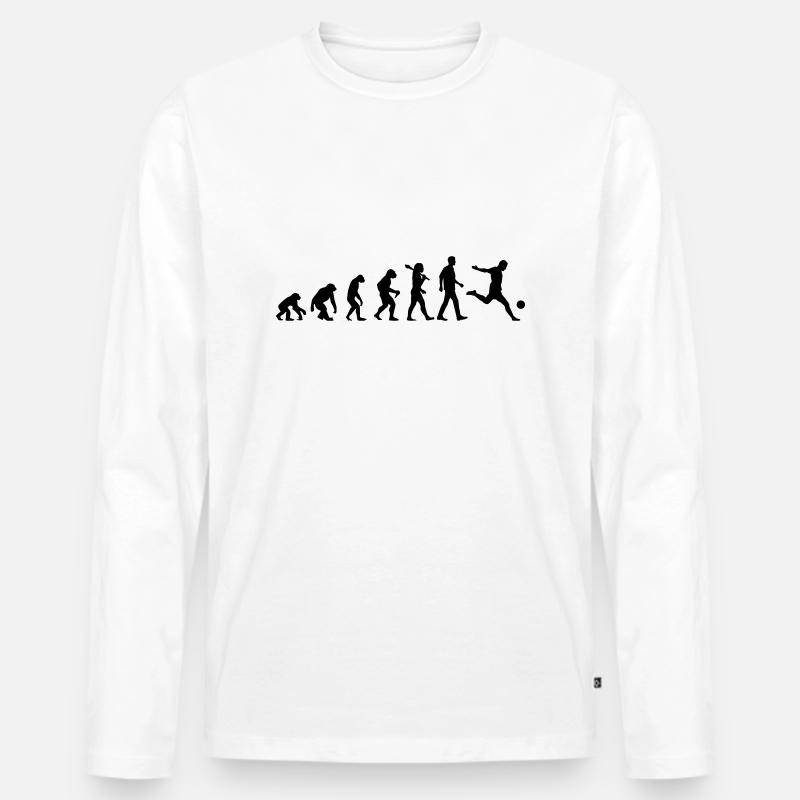 Evolution of Soccer - Männer Premium Bio Langarmshirt - Weiß