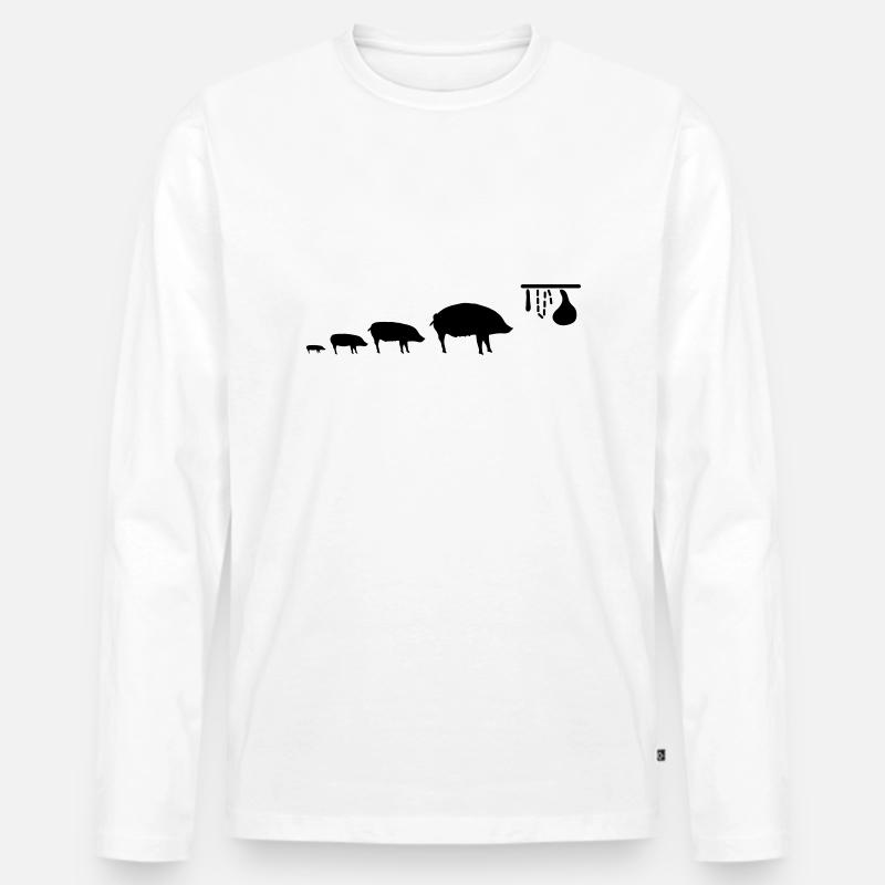 pig_evolution - Männer Premium Bio Langarmshirt - Weiß
