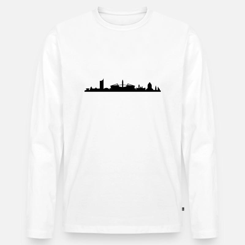 Skyline Leipzig Stadion - Männer Premium Bio Langarmshirt - Weiß