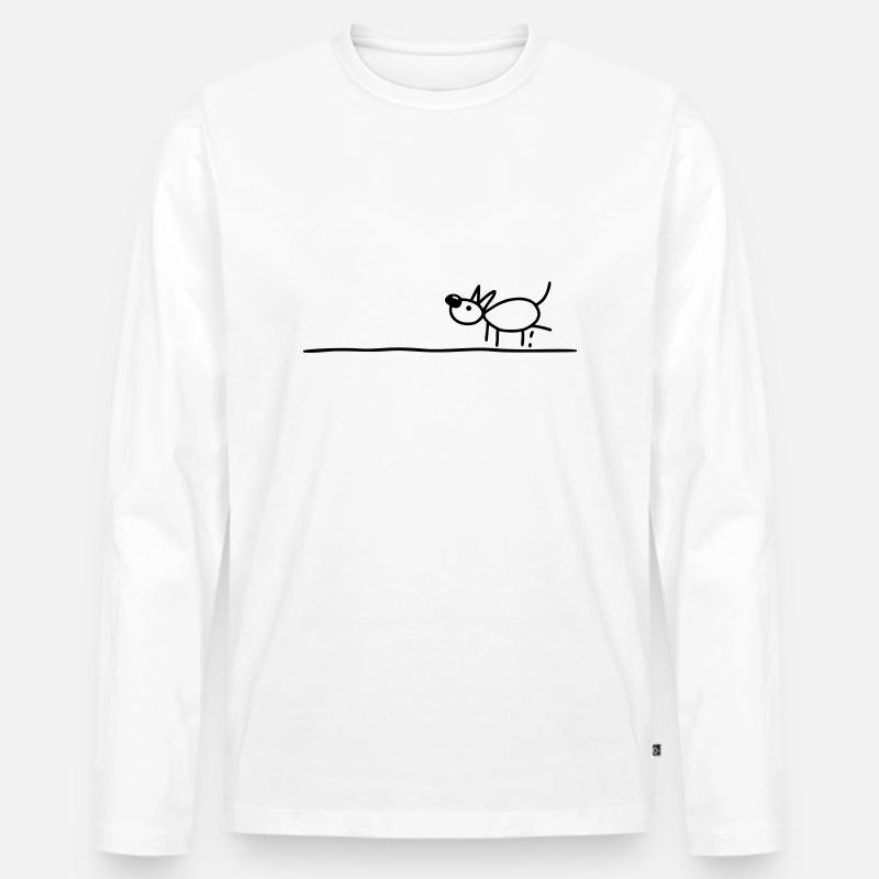 Hund hebt Bein - Männer Premium Bio Langarmshirt - Weiß