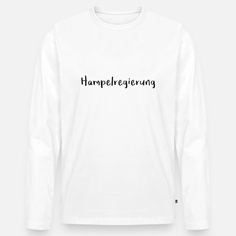 Hampelregierung Logo Text Selfmade - Männer Premium Bio Langarmshirt - Weiß