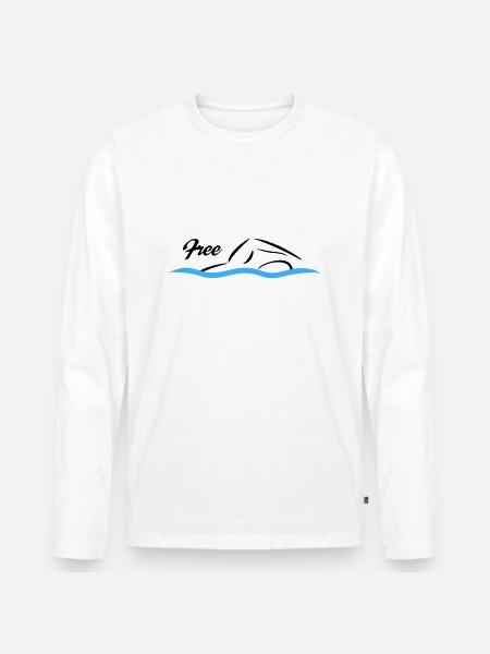 Natation libre - T-shirt manches longues Premium bio Homme - blanc