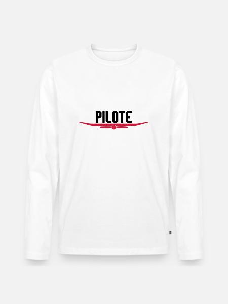 Pilote hélice aile - T-shirt manches longues Premium bio Homme - blanc