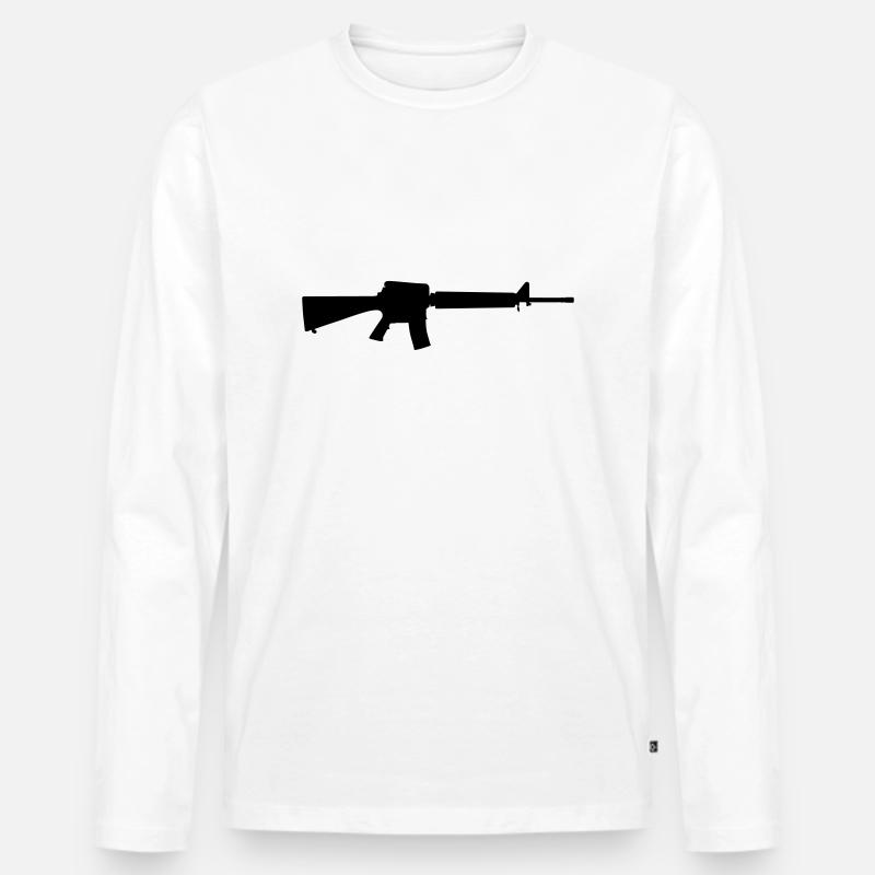 Vector Gun Silhouette - Männer Premium Bio Langarmshirt - Weiß