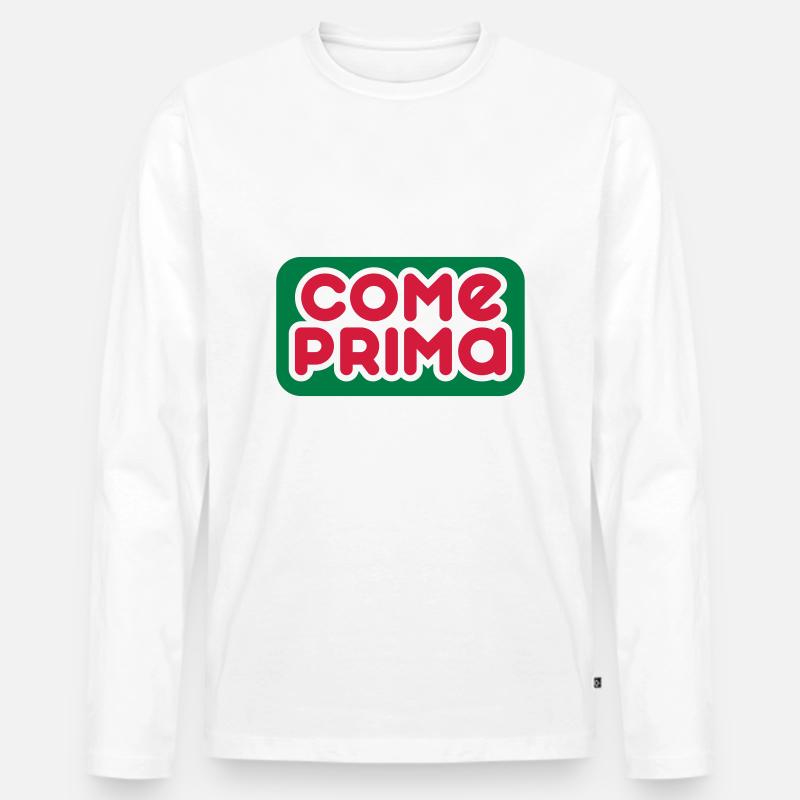 Come Prima - Anpassbare - Männer Premium Bio Langarmshirt - Weiß