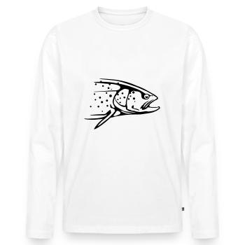 truite - T-shirt manches longues Premium bio Homme - blanc - Devant - Nico (187cm)