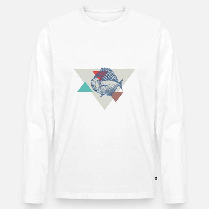 Conception de triangle de poisson - T-shirt manches longues Premium bio Homme - blanc
