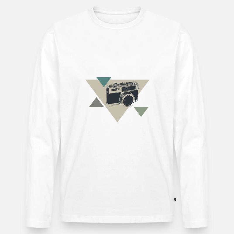 Kamera - Männer Premium Bio Langarmshirt - Weiß