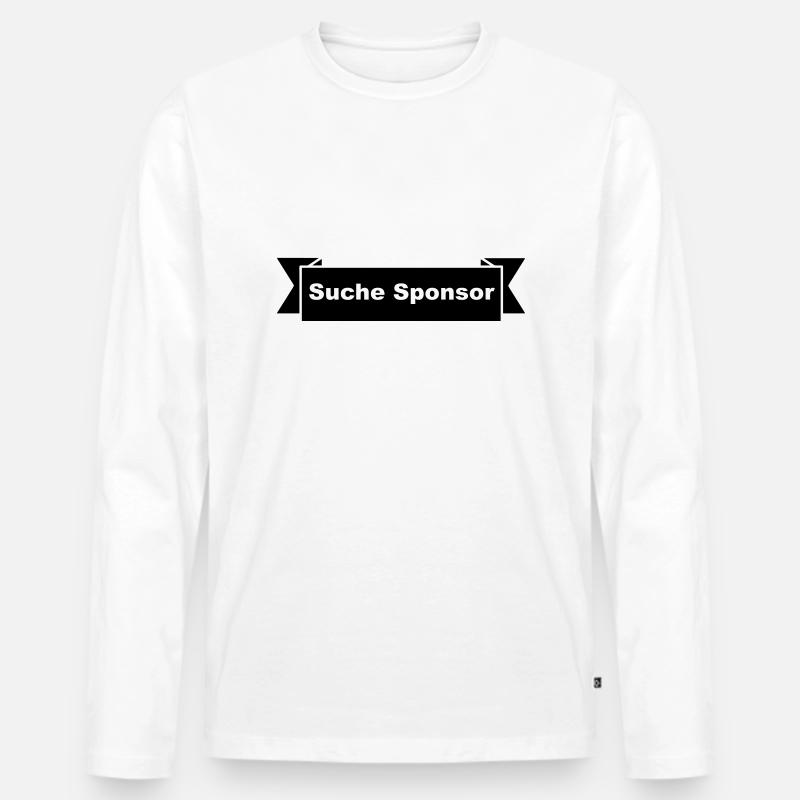 Suche Sponsor - Männer Premium Bio Langarmshirt - Weiß