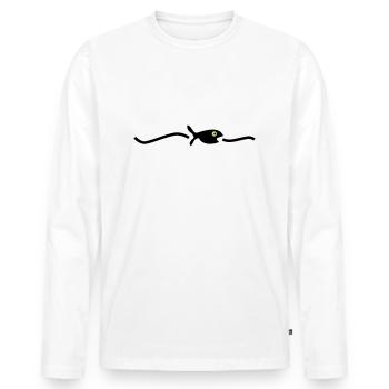 un poisson flottant - T-shirt manches longues Premium bio Homme - blanc - Devant - Nico (187cm)