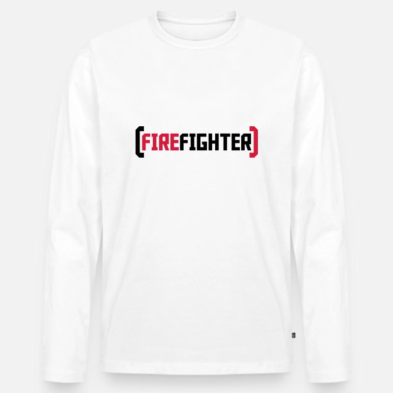Firefighter Logo - Männer Premium Bio Langarmshirt - Weiß