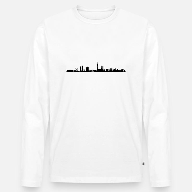 Skyline - München - Männer Premium Bio Langarmshirt - Weiß