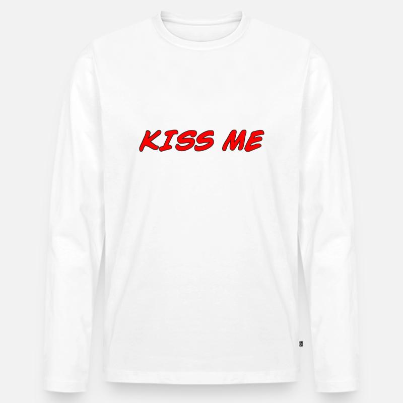 Küss mich 2 - Männer Premium Bio Langarmshirt - Weiß