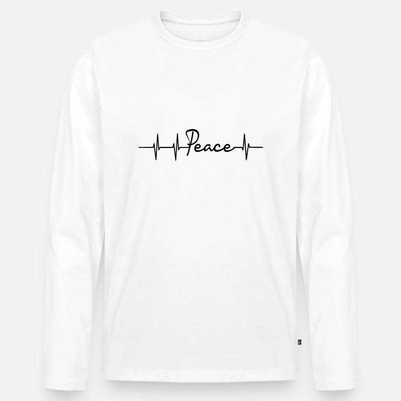 Peace Herzfrequenz - Männer Premium Bio Langarmshirt - Weiß