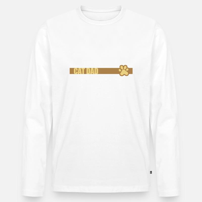 Balken Design Cat Dad - Männer Premium Bio Langarmshirt - Weiß