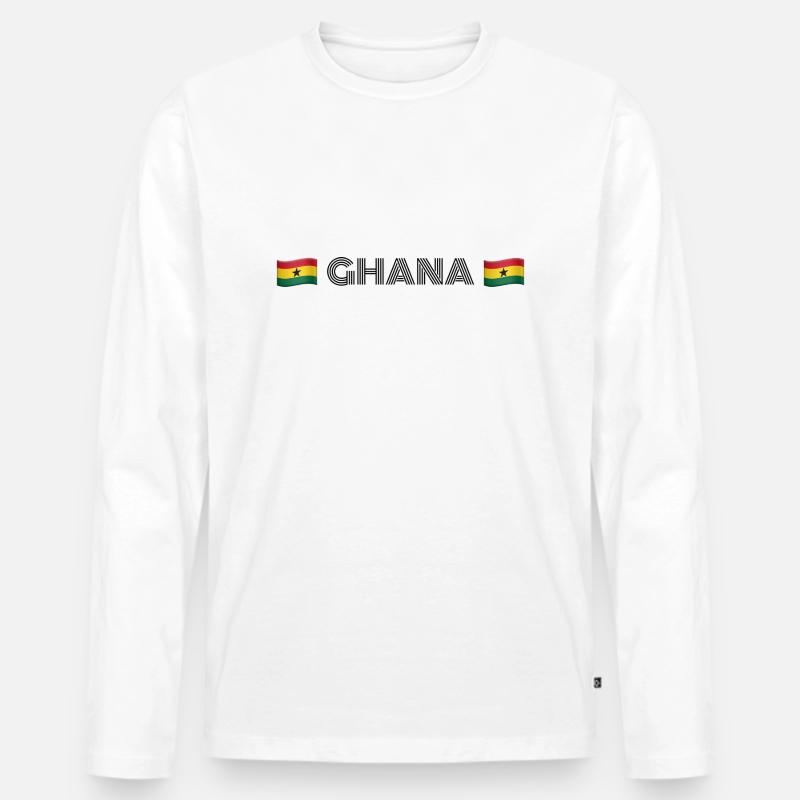 GHANA - Männer Premium Bio Langarmshirt - Weiß