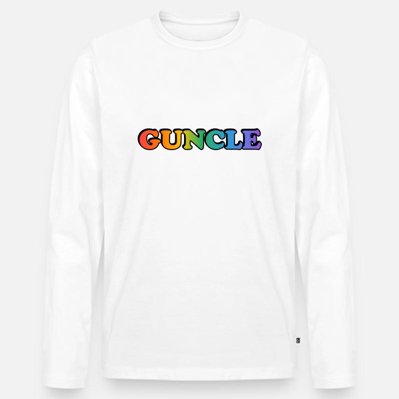 Guncle schwuler Onkel - Männer Premium Bio Langarmshirt - Weiß