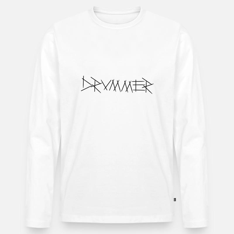 Drummer - Männer Premium Bio Langarmshirt - Weiß