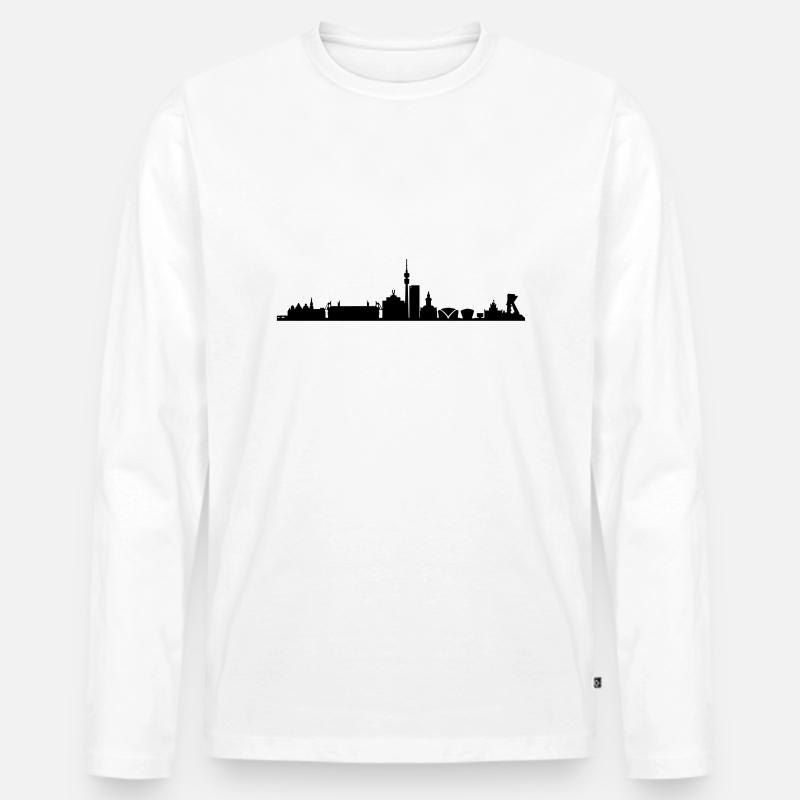 Skyline Dortmund Schwarz - Männer Premium Bio Langarmshirt - Weiß