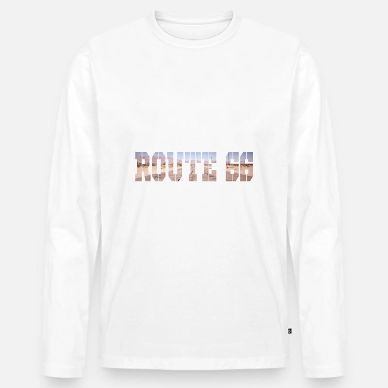 ROUTE 66 - Männer Premium Bio Langarmshirt - Weiß