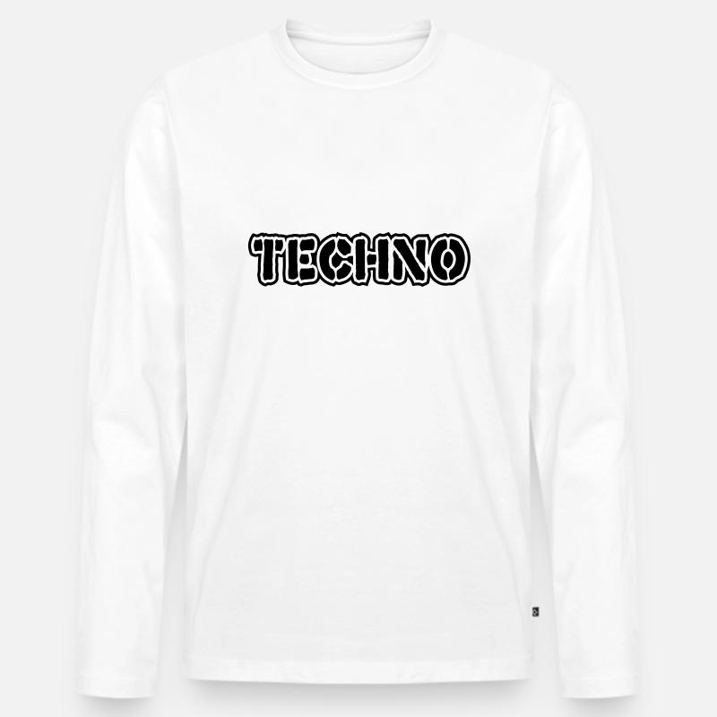 Techno__V009 - Männer Premium Bio Langarmshirt - Weiß