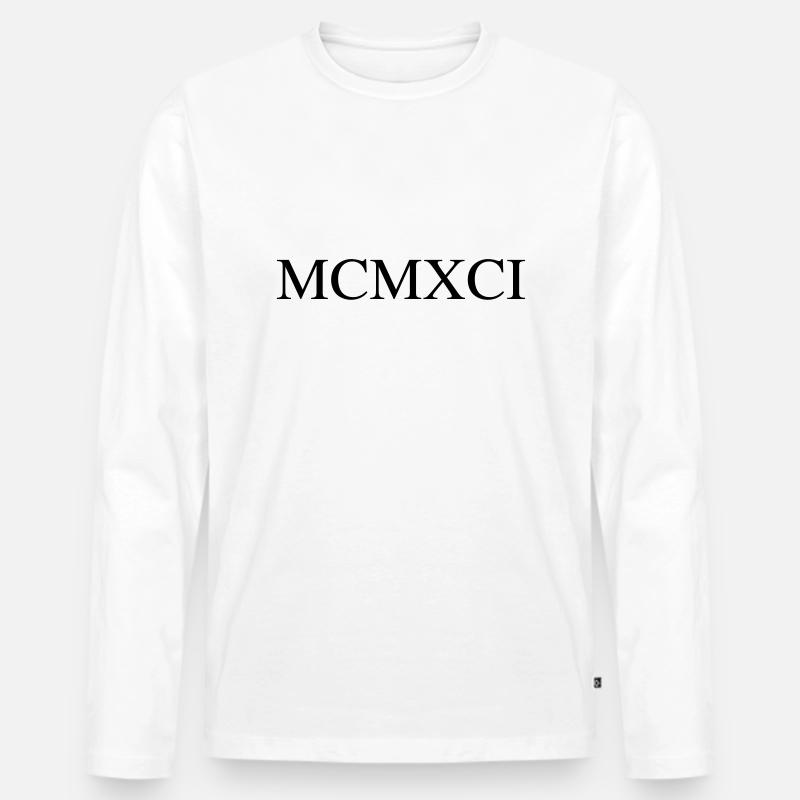1991 - Männer Premium Bio Langarmshirt - Weiß