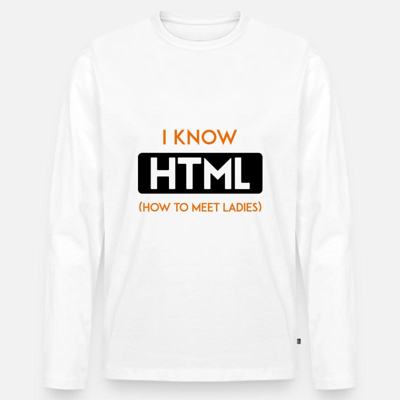 HTML web developer entwickler CSS Programmierer - Männer Premium Bio Langarmshirt - Weiß