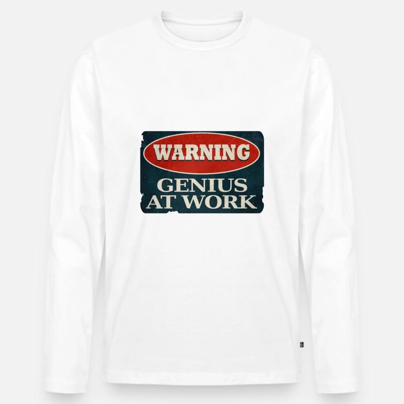 Genius AT Work - Männer Premium Bio Langarmshirt - Weiß