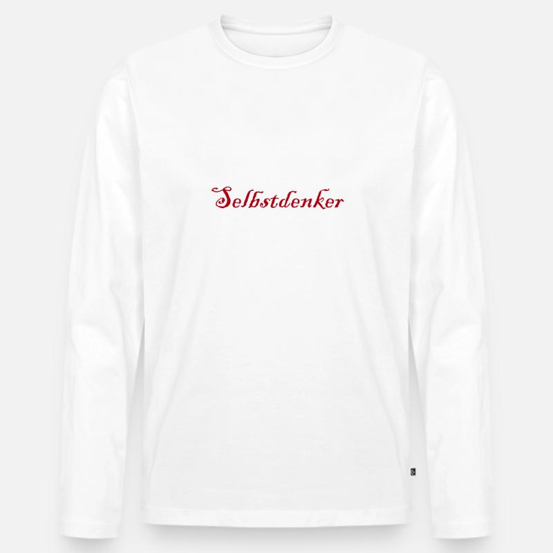 Selbstdenker rot 2 - Männer Premium Bio Langarmshirt - Weiß