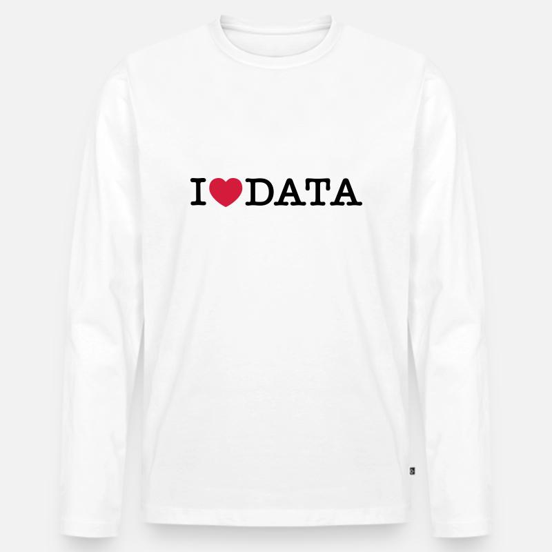 Daten I Love - Männer Premium Bio Langarmshirt - Weiß