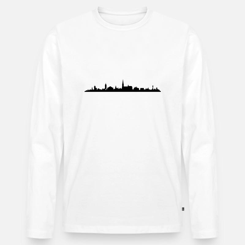 Skyline Freiburg - Männer Premium Bio Langarmshirt - Weiß