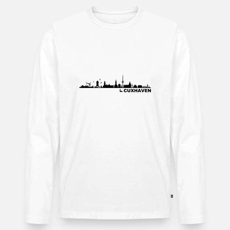 Skyline - Küste Cuxhaven - Männer Premium Bio Langarmshirt - Weiß