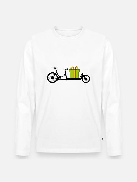 Cargo bike with gift - Men's Premium Organic Long Sleeve Shirt - white