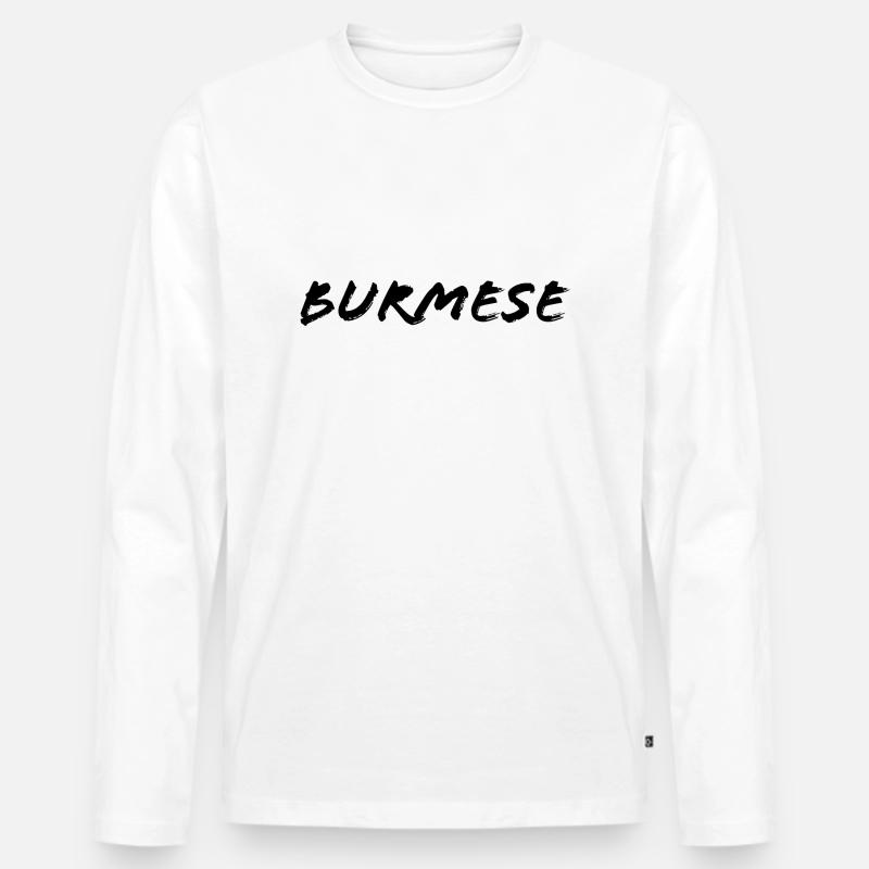 Birmanisch - Männer Premium Bio Langarmshirt - Weiß
