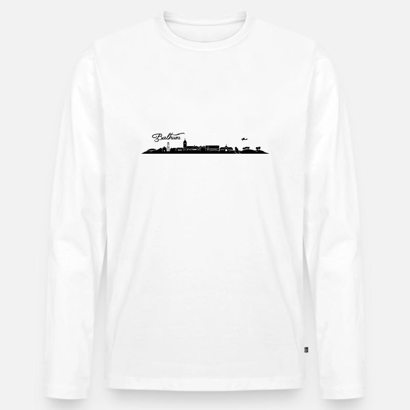 Baltrumer Skyline - Männer Premium Bio Langarmshirt - Weiß