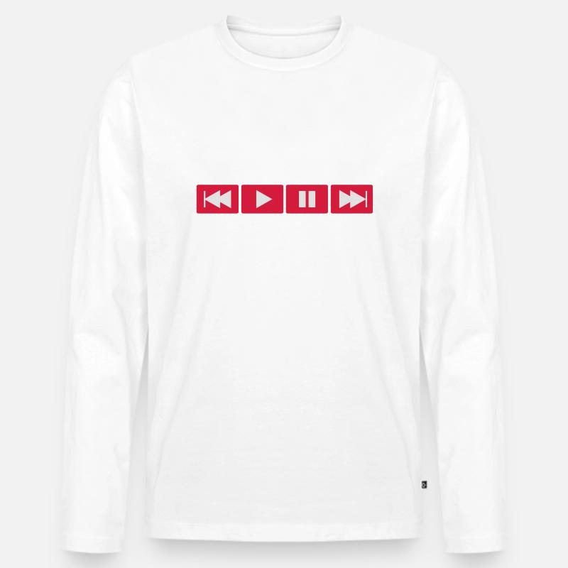 Play Button - Männer Premium Bio Langarmshirt - Weiß