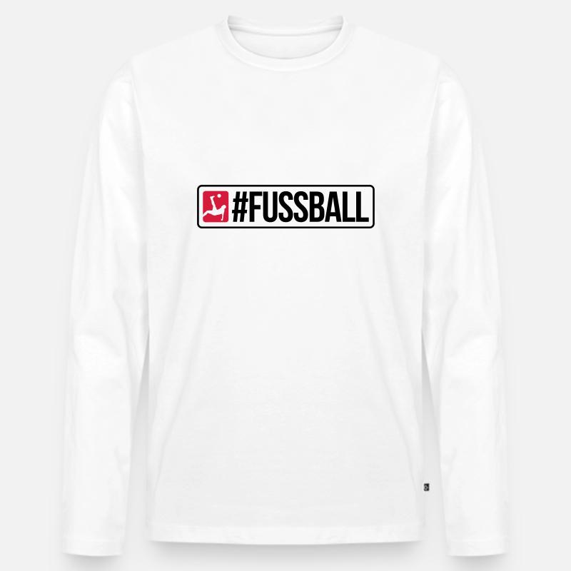 #FUSSBALL - Männer Premium Bio Langarmshirt - Weiß