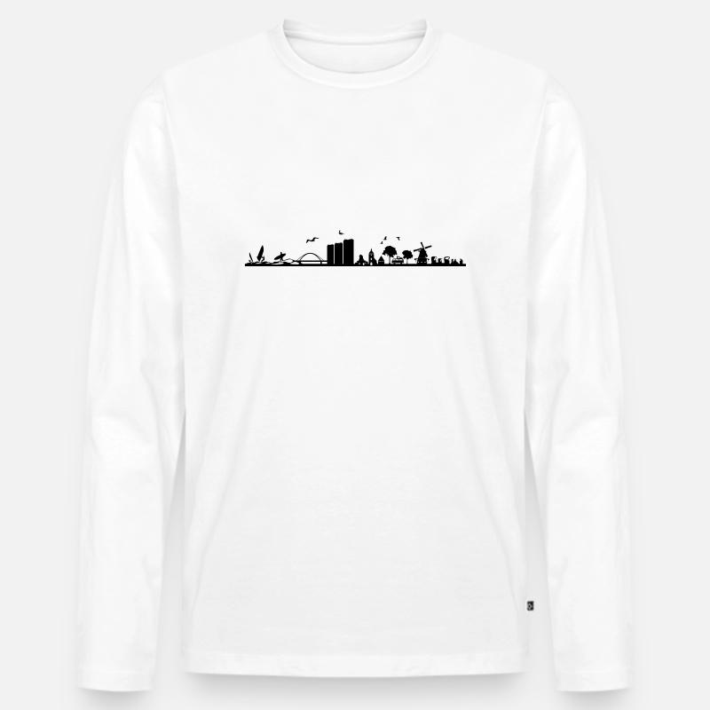 Skyline - Küste Fehmarn - Männer Premium Bio Langarmshirt - Weiß