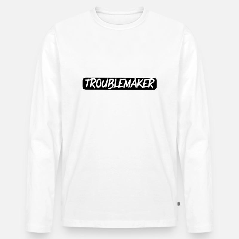 Troublemaker - Männer Premium Bio Langarmshirt - Weiß