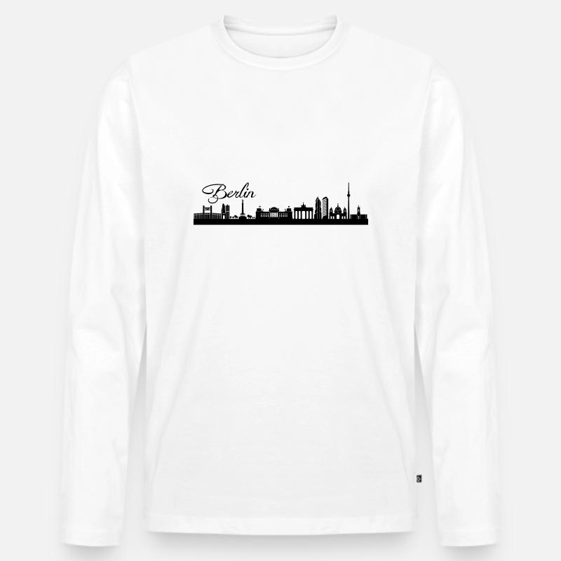 Berliner Skyline - Männer Premium Bio Langarmshirt - Weiß