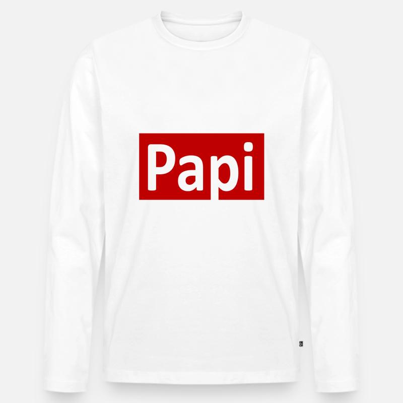 Papi Geschenk idee - Männer Premium Bio Langarmshirt - Weiß